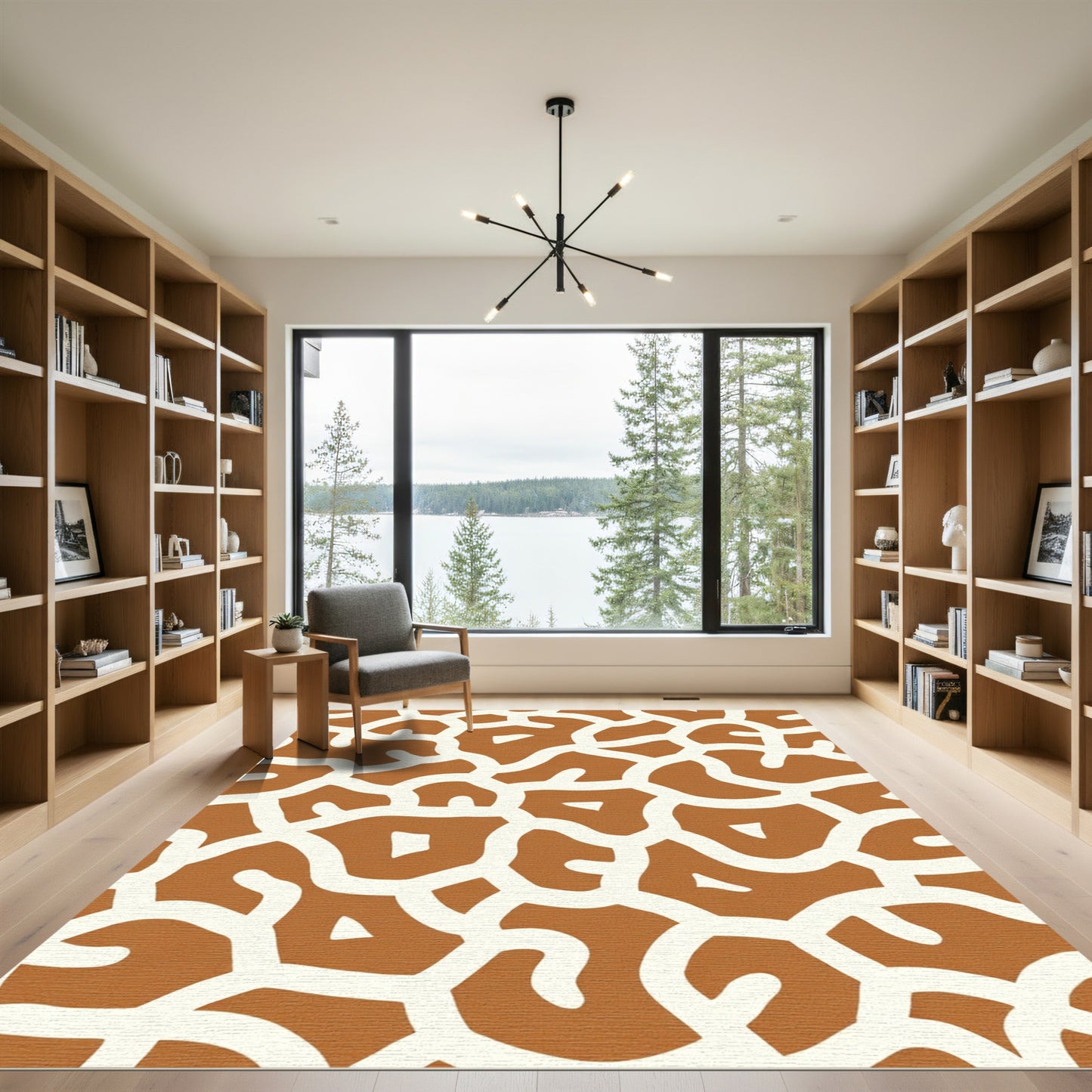 Earthy Giraffe Print Organic Shapes Rug