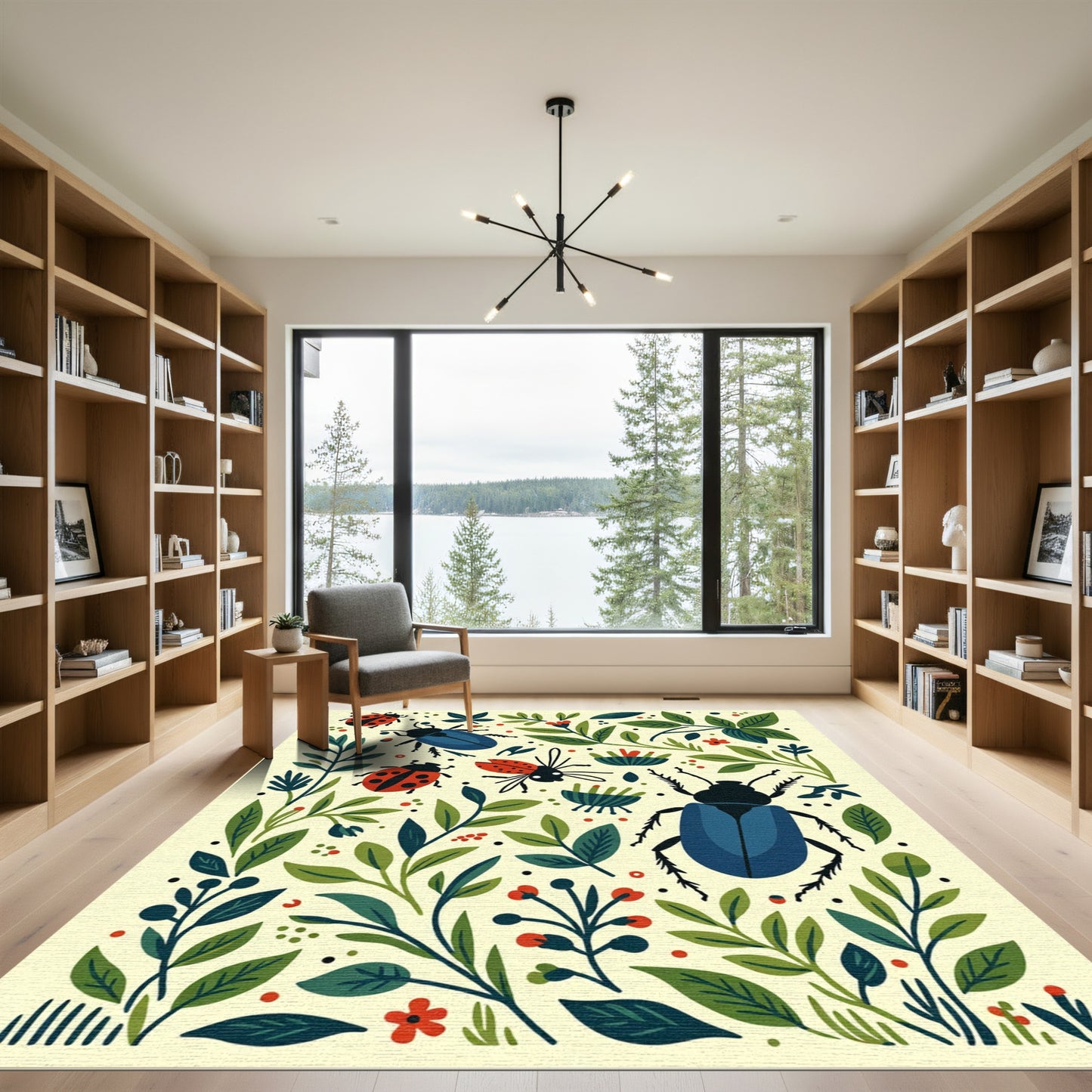 Whimsical Ladybug Beetle Garden Tapestry Rug