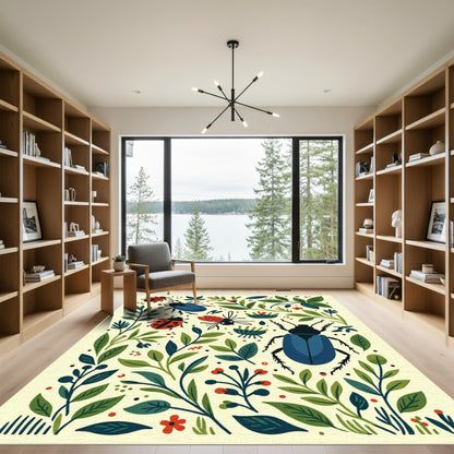 Whimsical Ladybug Beetle Garden Tapestry Rug
