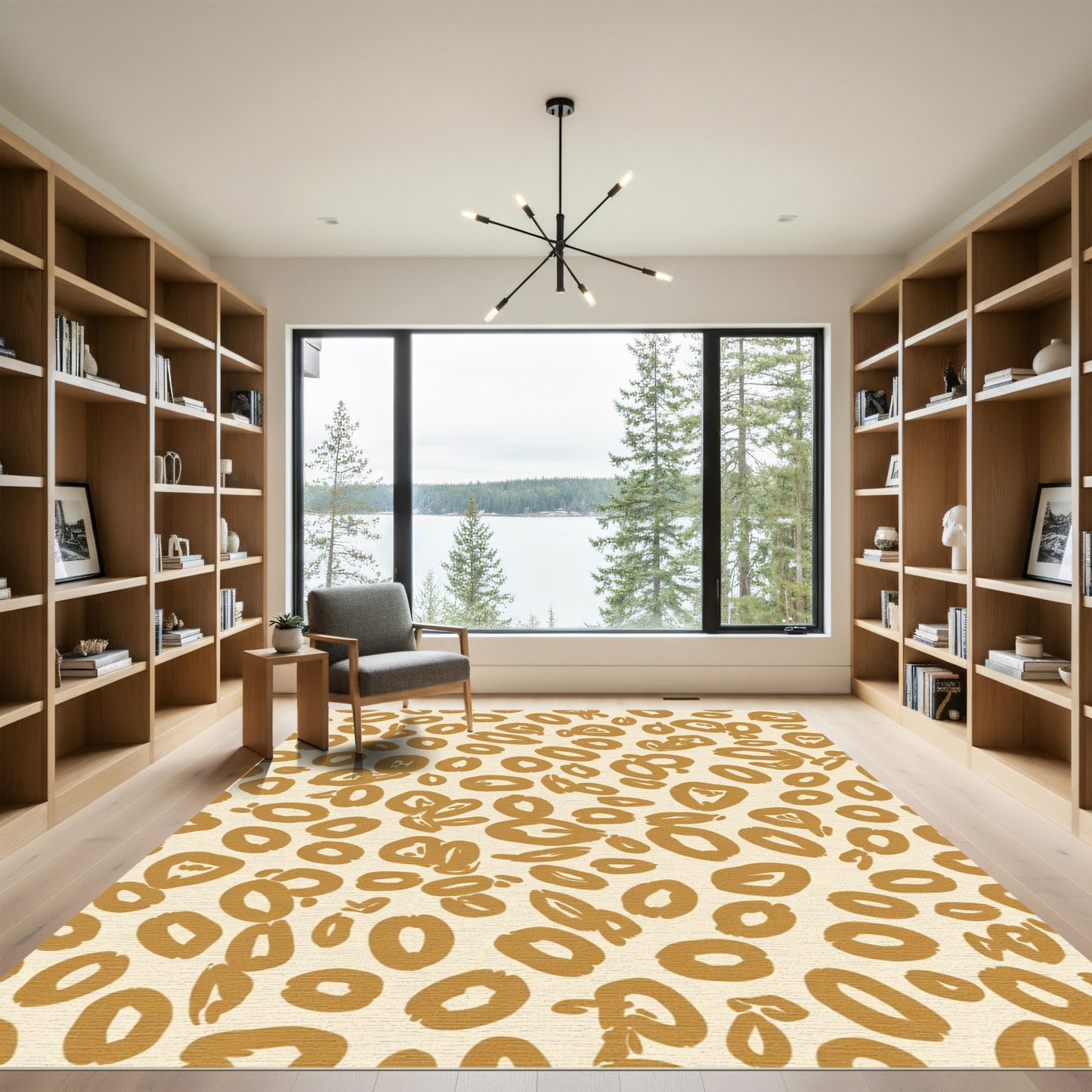 Golden Ochre Abstract Spots Rug