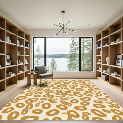 Golden Ochre Abstract Spots Rug