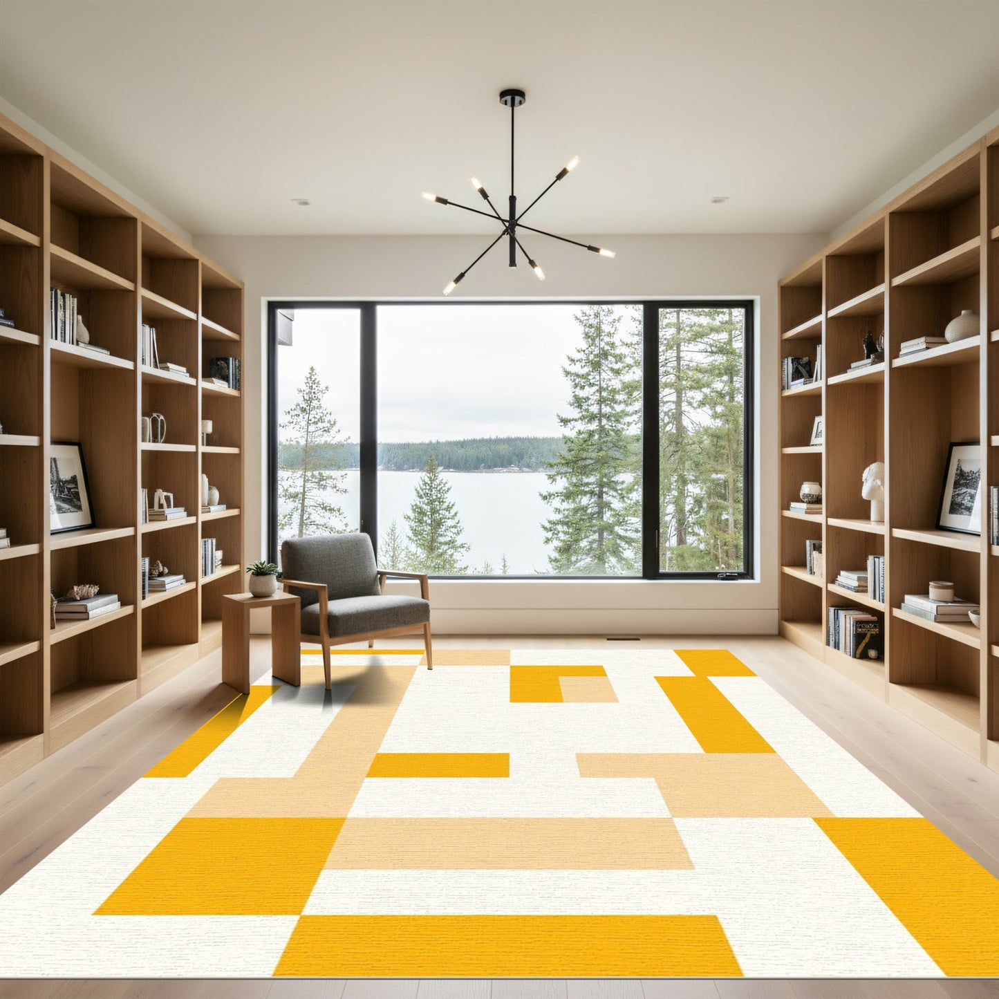 Bold Yellow Geometric Block Rug