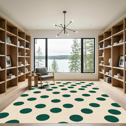 Irregular Forest Green Polka Dot Rug