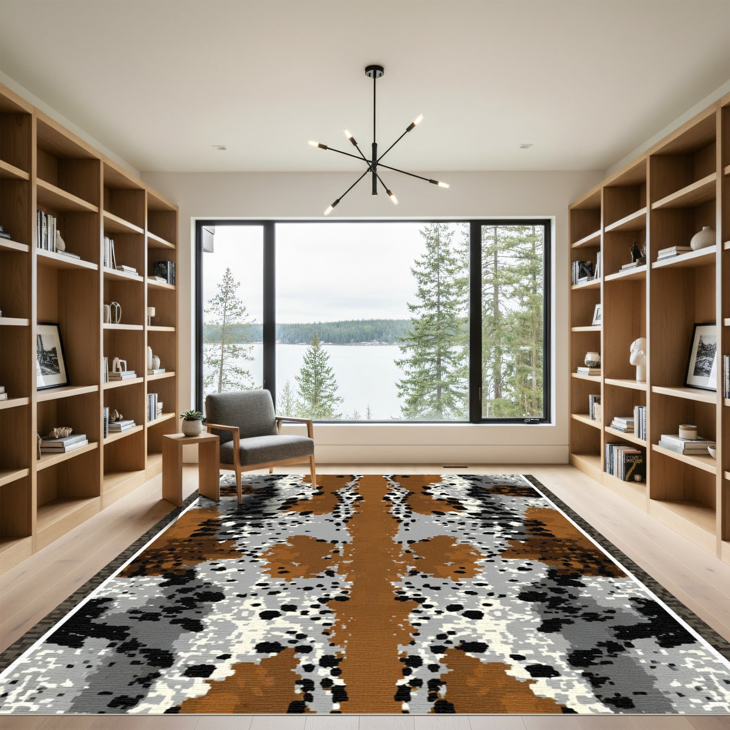 Rustic Earthy Tone Blotted Texture Rug