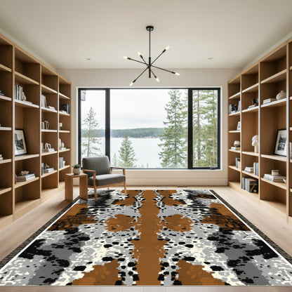 Rustic Earthy Tone Blotted Texture Rug