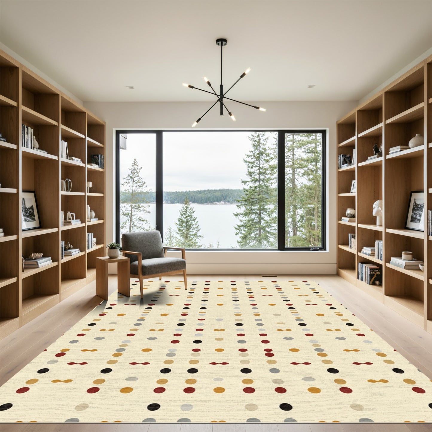 Neutral Earthy Tone Dot Collage Rug