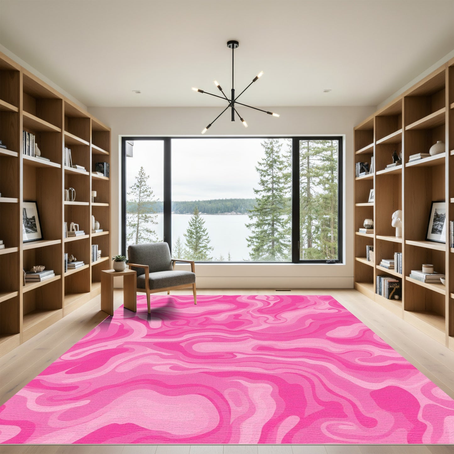 Fluid Pink Swirl Marble Rug