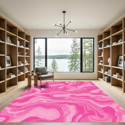 Fluid Pink Swirl Marble Rug
