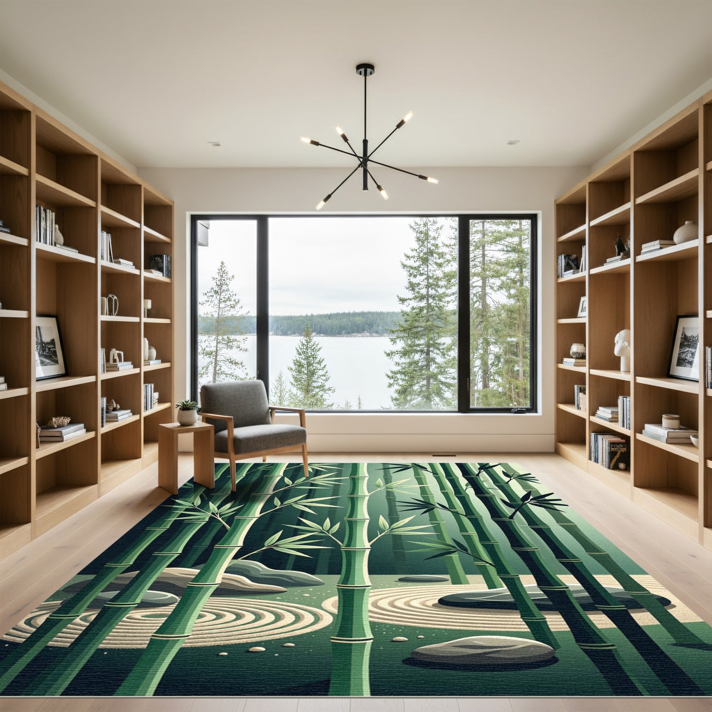 Zen Bamboo Forest Garden Landscape Rug