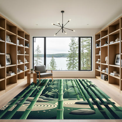 Zen Bamboo Forest Garden Landscape Rug