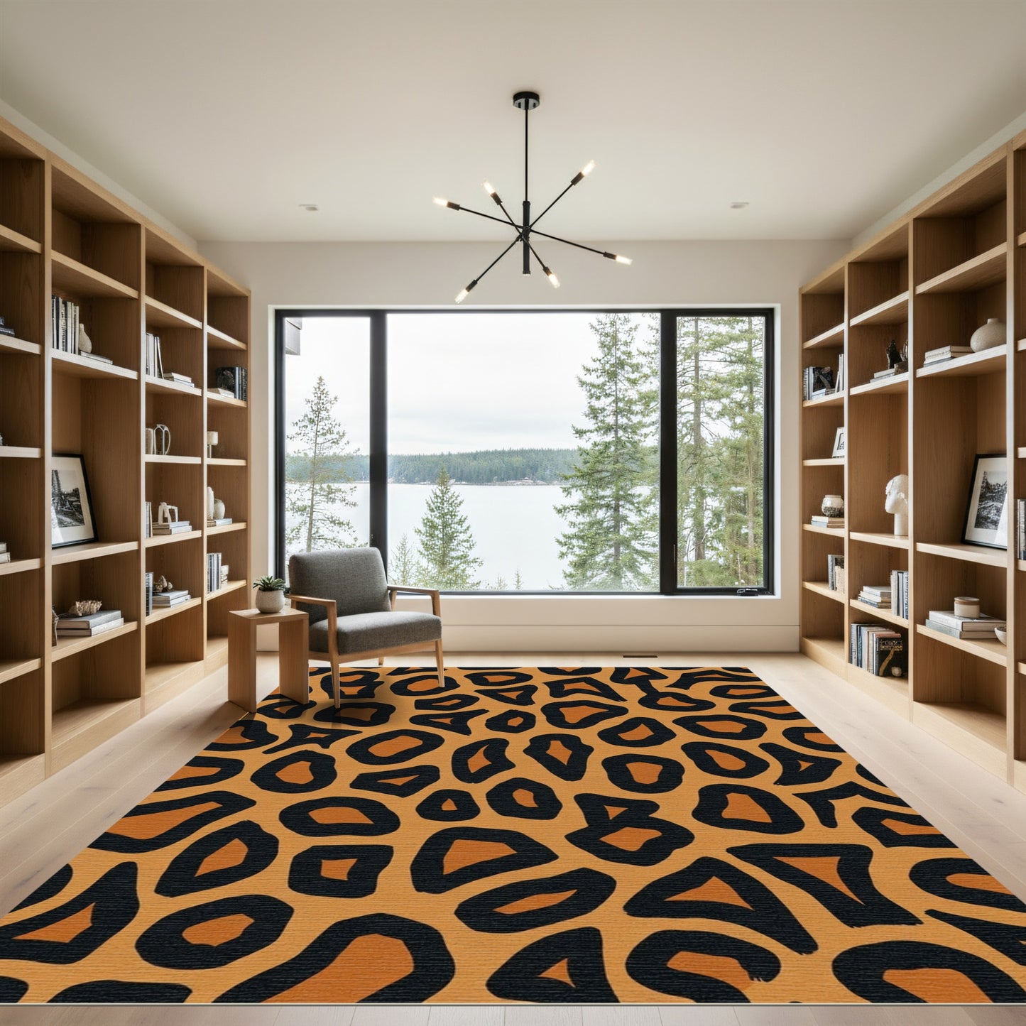 Caramel Black Abstract Spots Rug