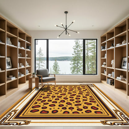 Golden Spotted Wild Cat Art Frame Rug
