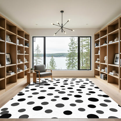 Modern Monochrome Polka Dot Scatter Rug