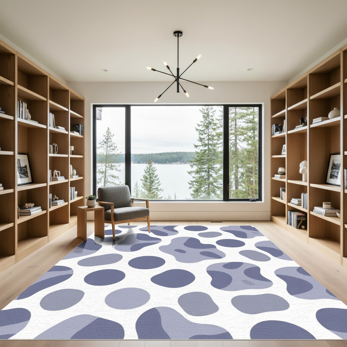 Periwinkle Abstract Blob Shape Rug