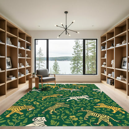 Emerald Tiger Floral Botanical Rug