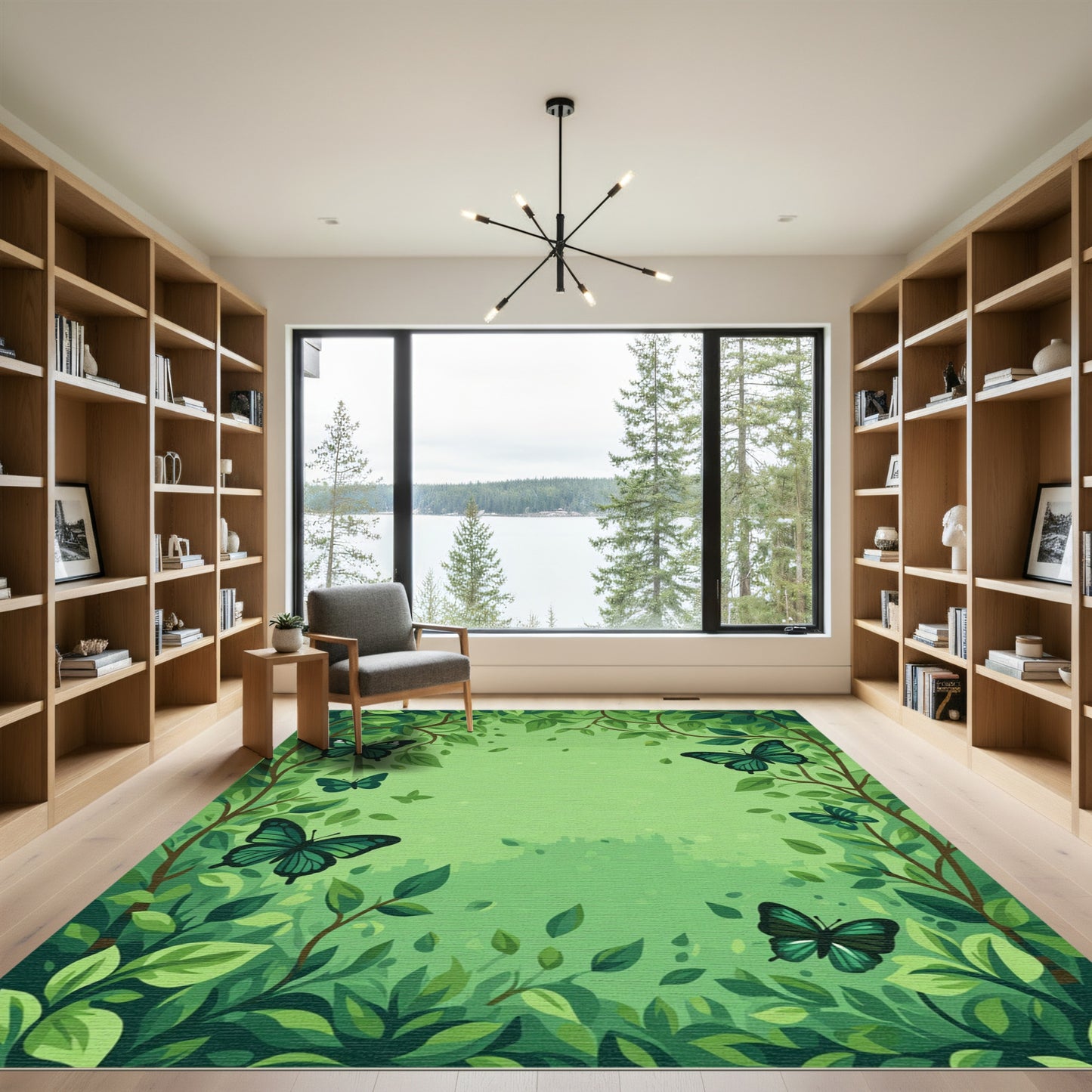 Emerald Green Butterfly Garden Canopy Rug