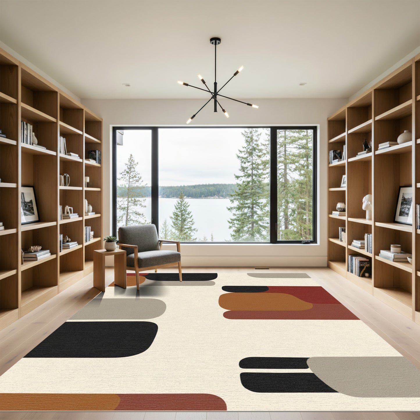 Abstract Contemporary Terracotta Shapes Rug