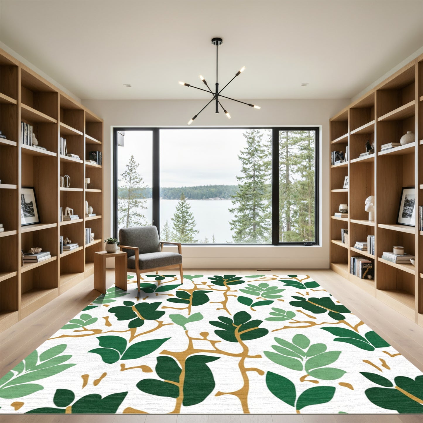 Gilded Branches Green Leaf Medley Rug