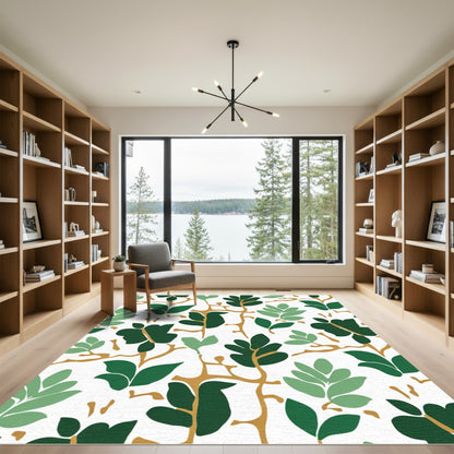 Gilded Branches Green Leaf Medley Rug