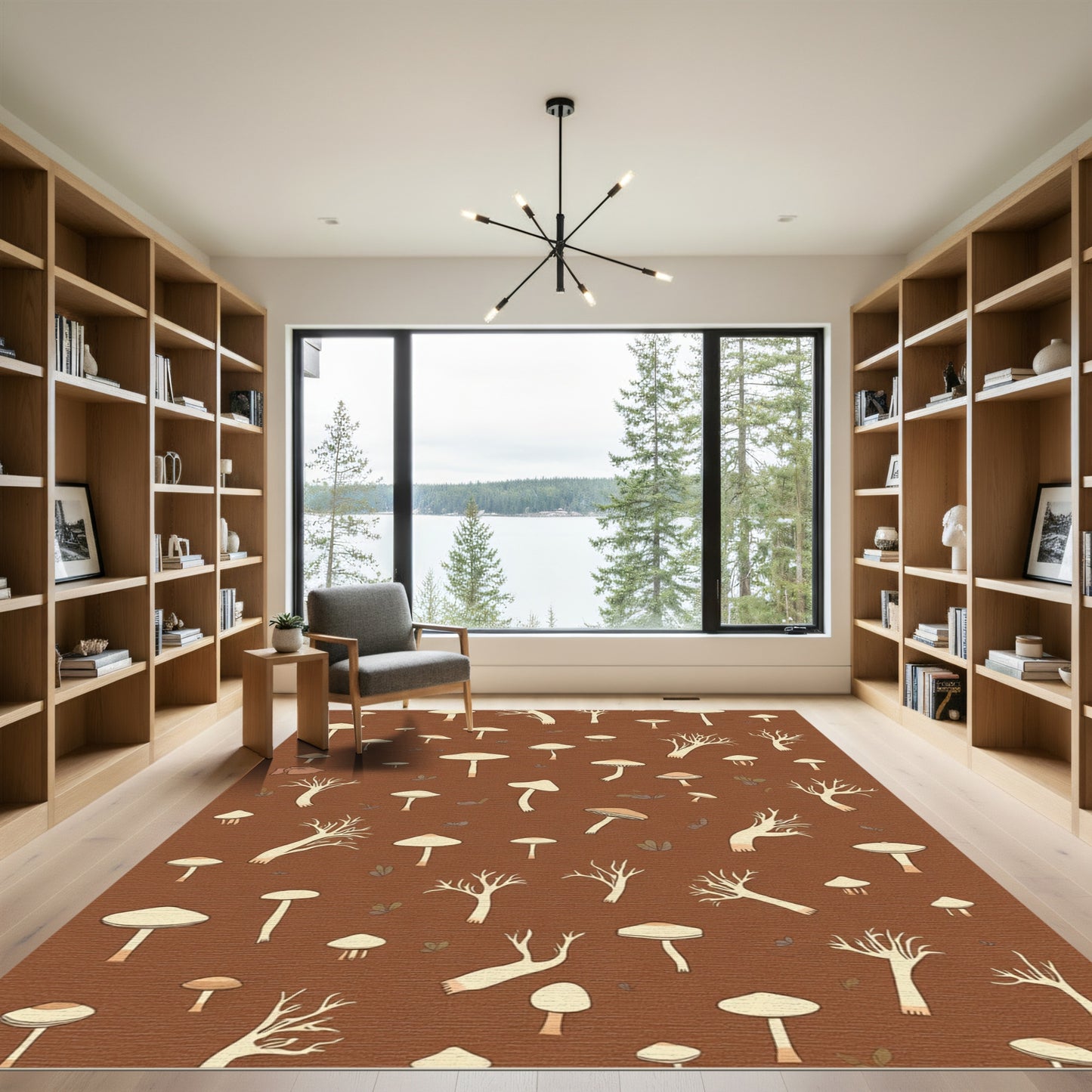 Brown Mushroom Woodland Whimsy Rug