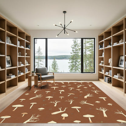 Brown Mushroom Woodland Whimsy Rug