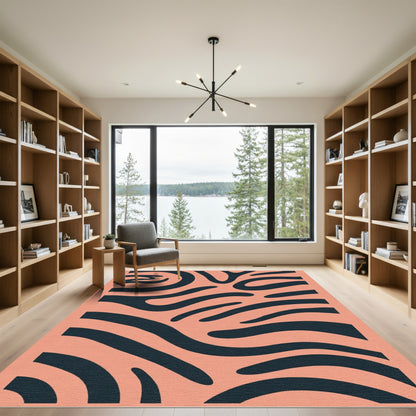 Coral Abstract Zebra Stripes Rug