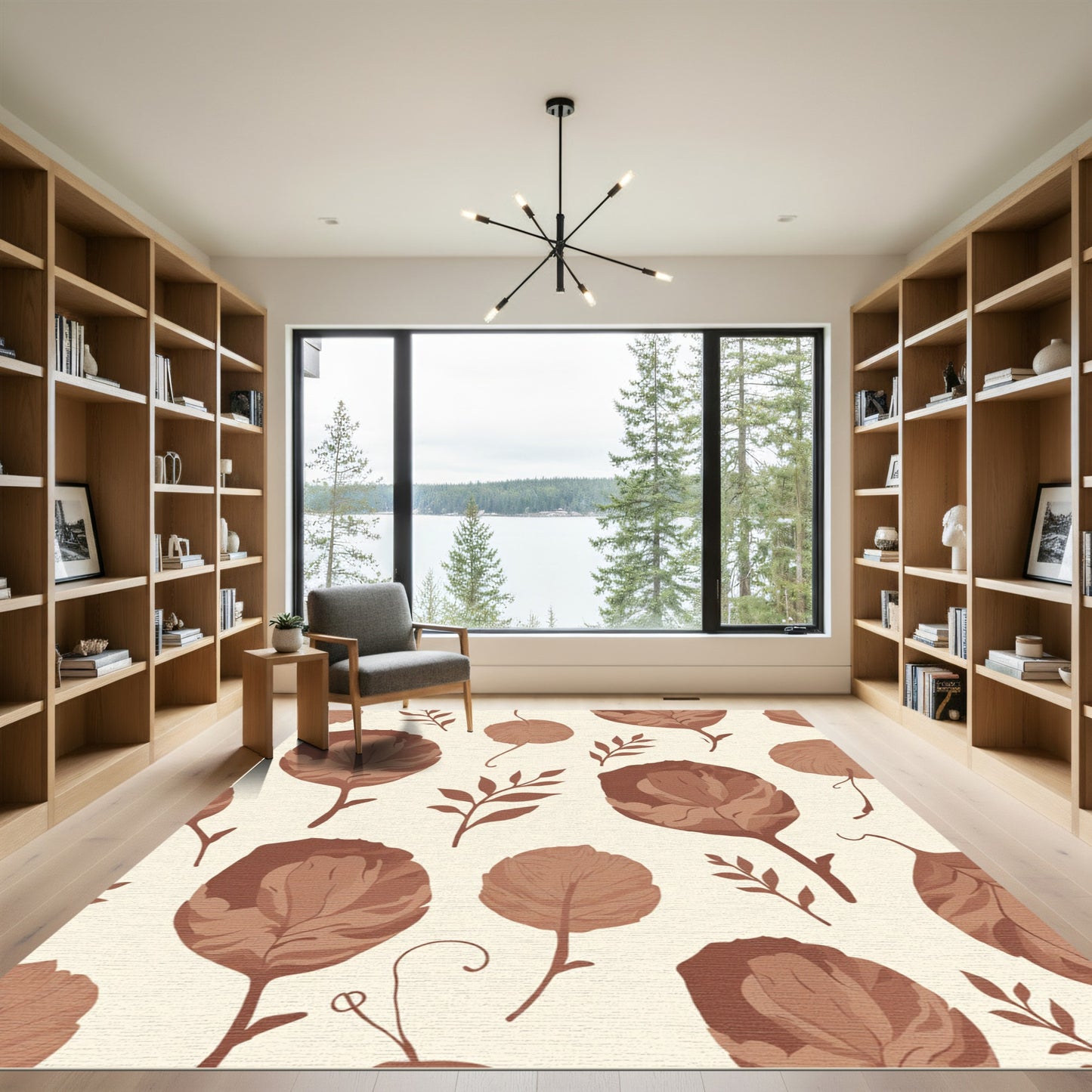 Earthy Terracotta Botanical Collage Rug