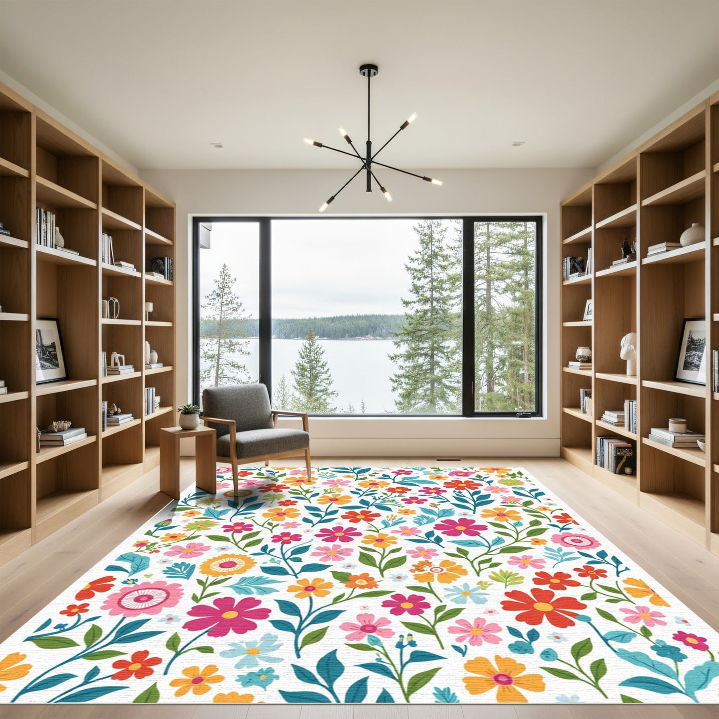 Vibrant Floral Garden Meadow Sprigs Rug