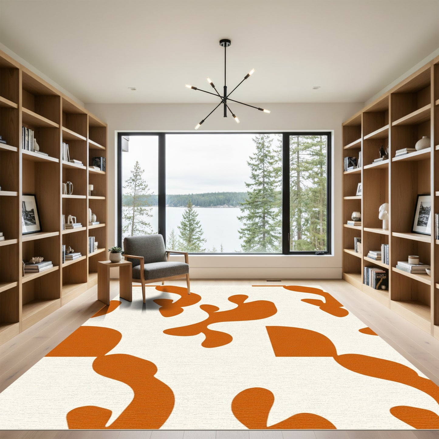 Orange Abstract Organic Shape Harmony Rug