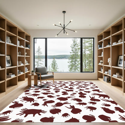 Deep Crimson Abstract Creature Scatter Rug