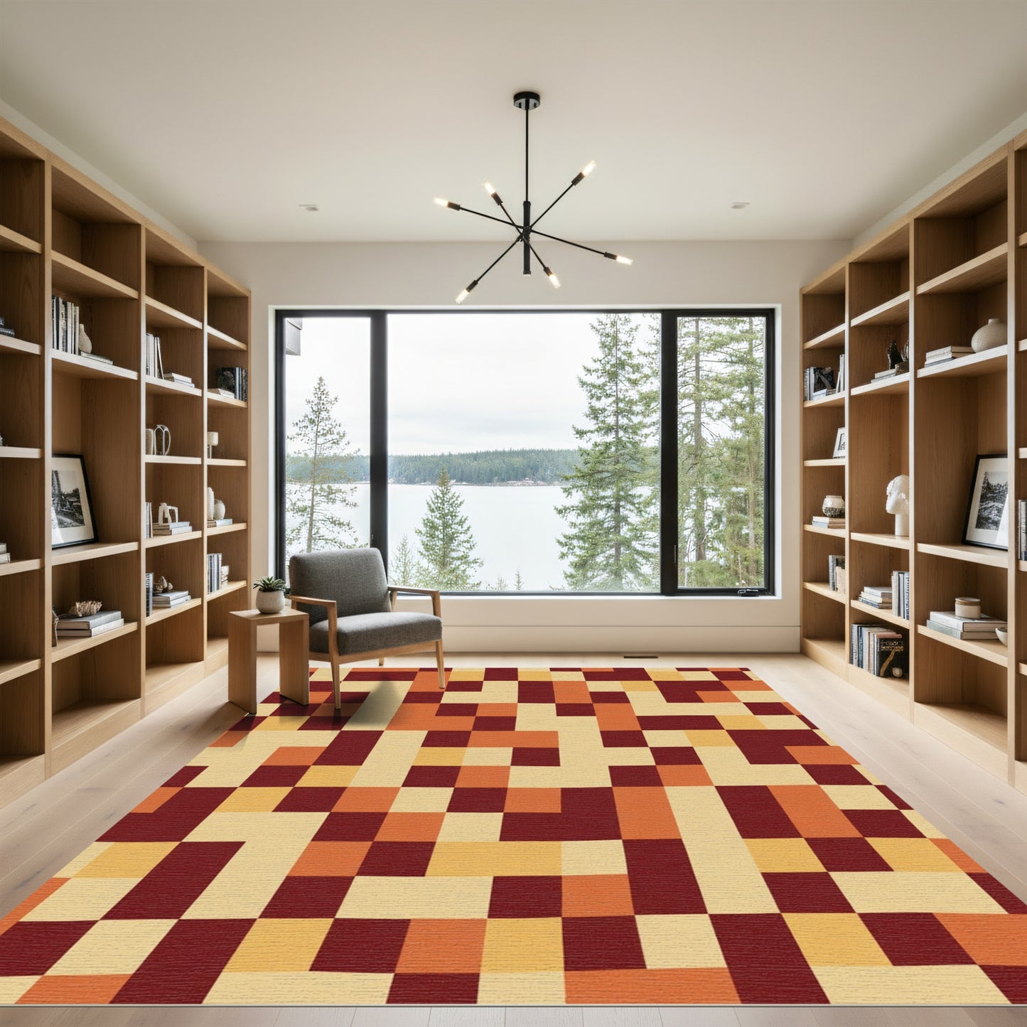 Retro Geometric Square Mosaic Rug
