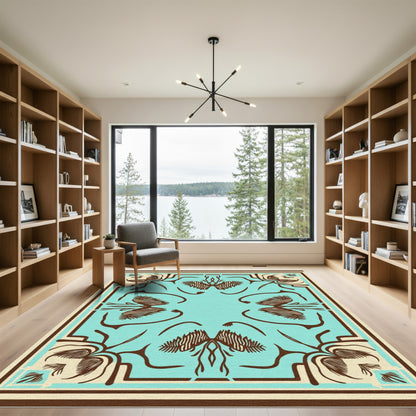 Cyan Floral Medallion Brown And Cream Rug