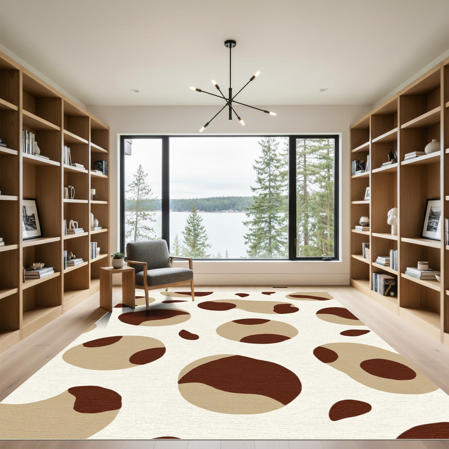 Brown Beige Abstract Spots Rug