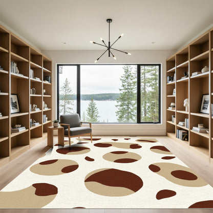 Brown Beige Abstract Spots Rug