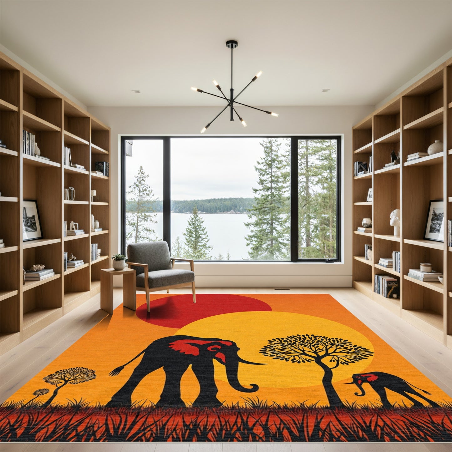 Warm Sunset Elephant Safari Rug