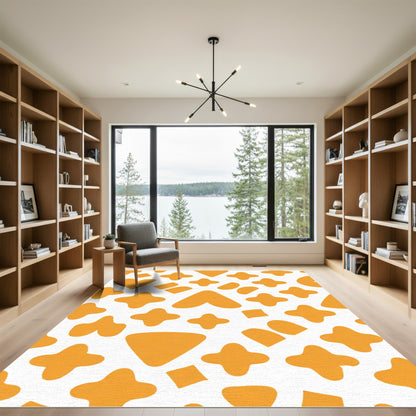 Modern Orange Abstract Geometric Shapes Rug