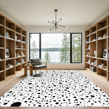 Abstract Black Dots White Canvas Rug