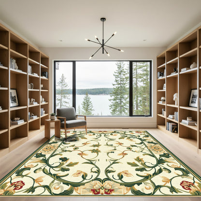 Ornate Cream Floral Vine Rug