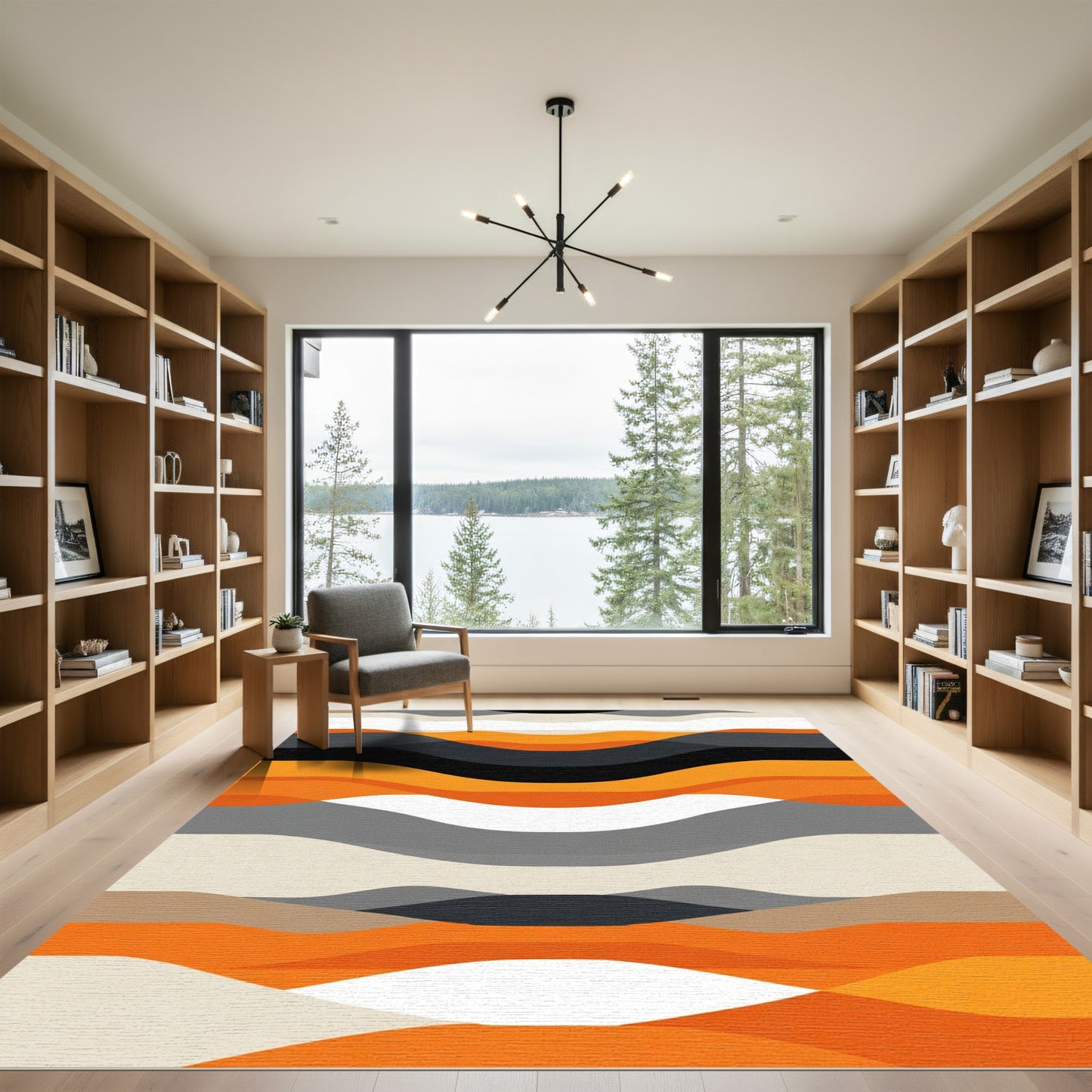 Retro Abstract Orange Wave Rug
