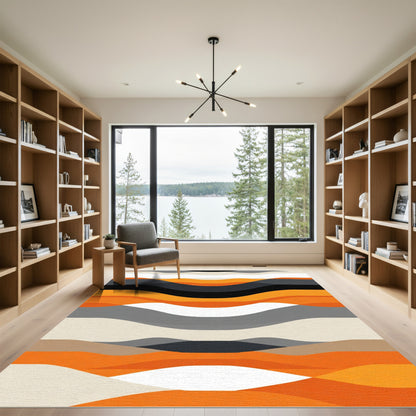 Retro Abstract Orange Wave Rug