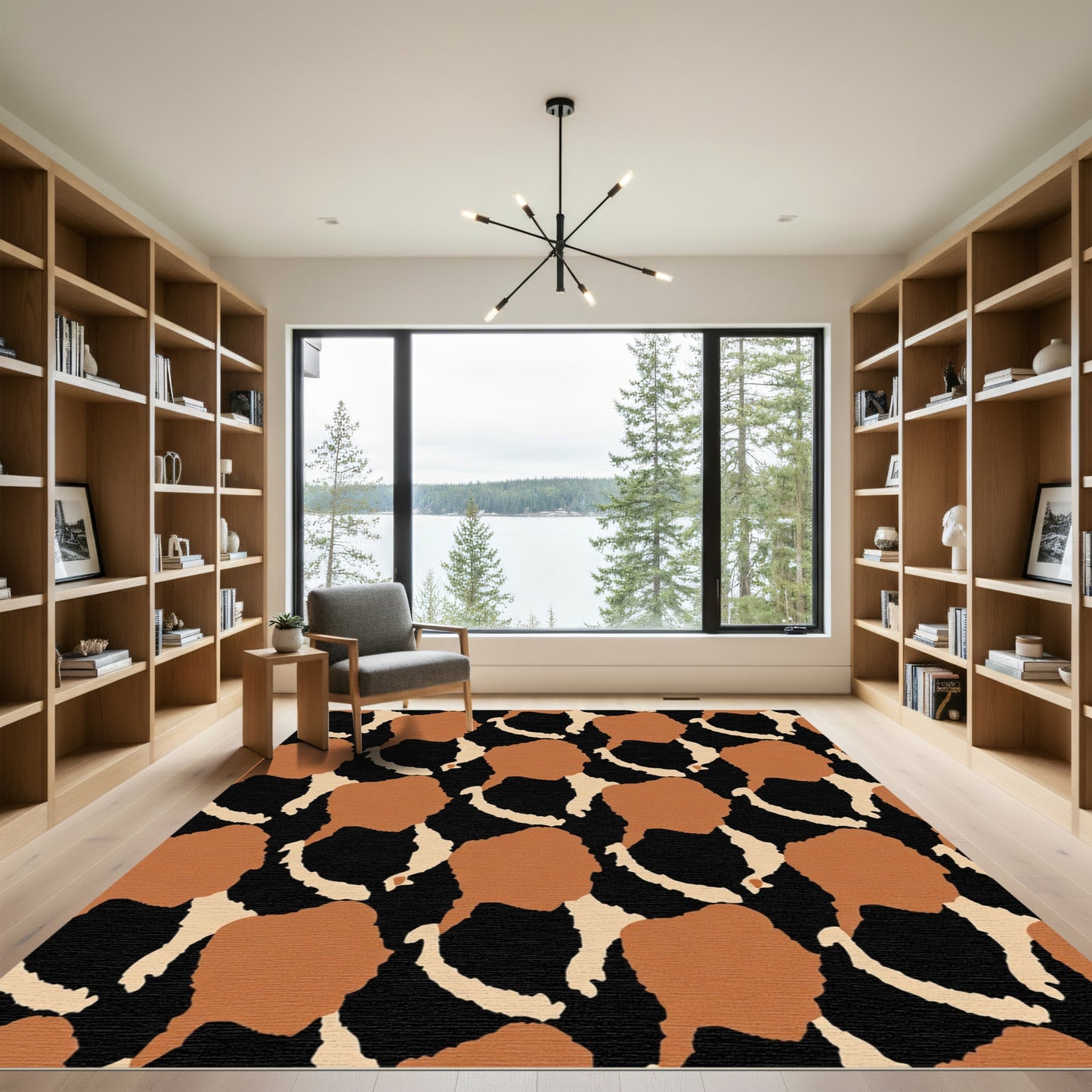 Earthy Camouflage Abstract Organic Forms Rug