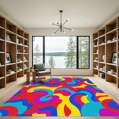 Groovy Multicolor Swirl Abstract Rug