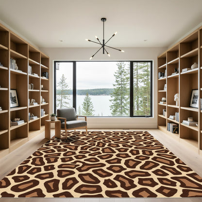 Brown Beige Animal Print Patches Rug