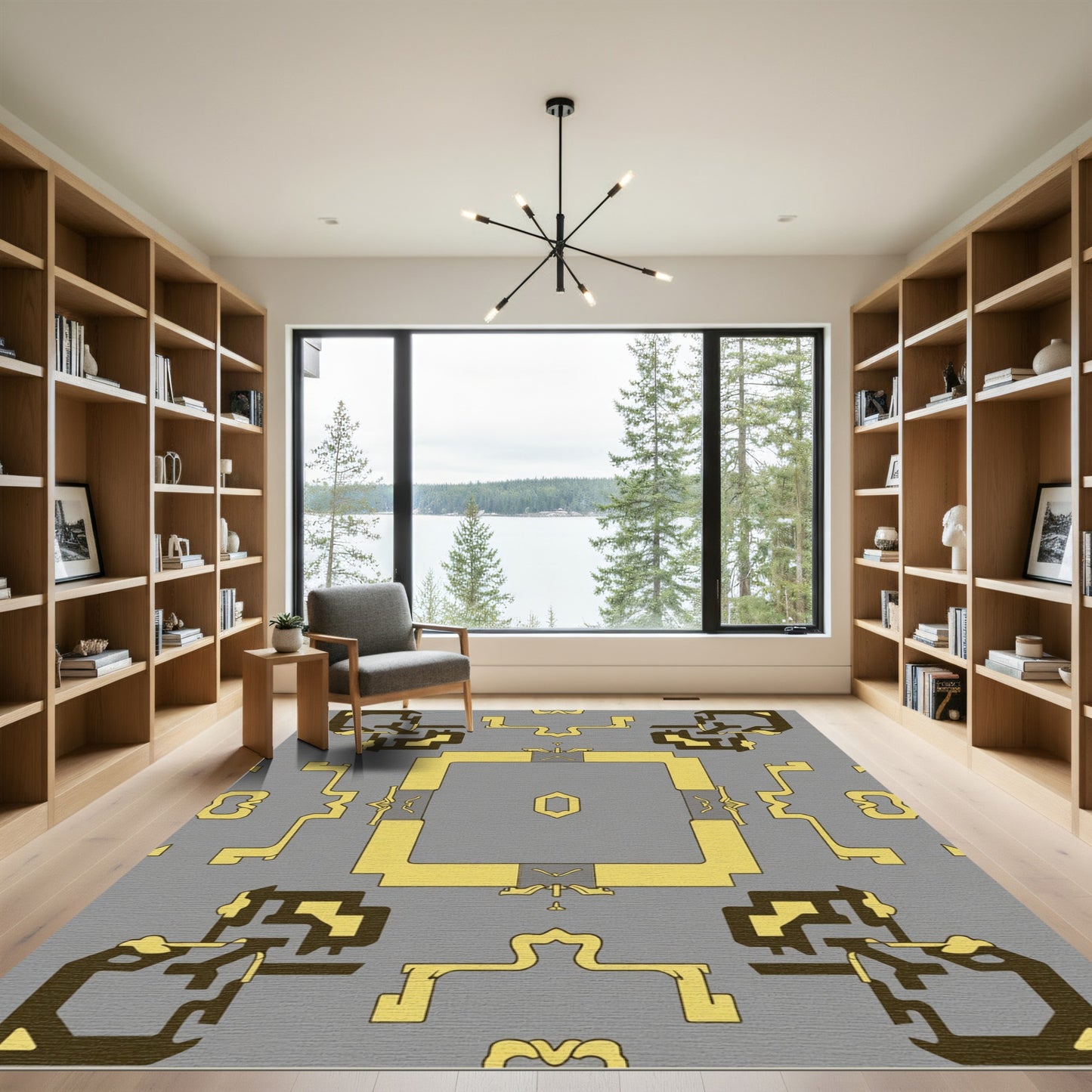 Metallic Gold Geometric Art Deco Rug