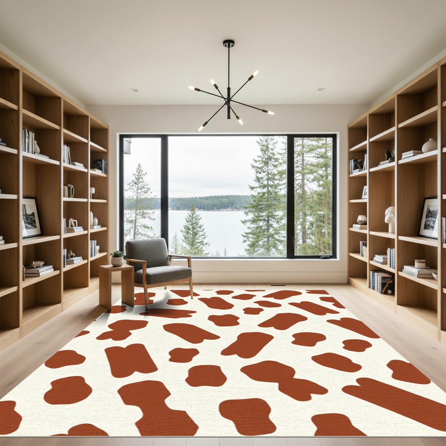Brown Cream Camouflage Spots Rug