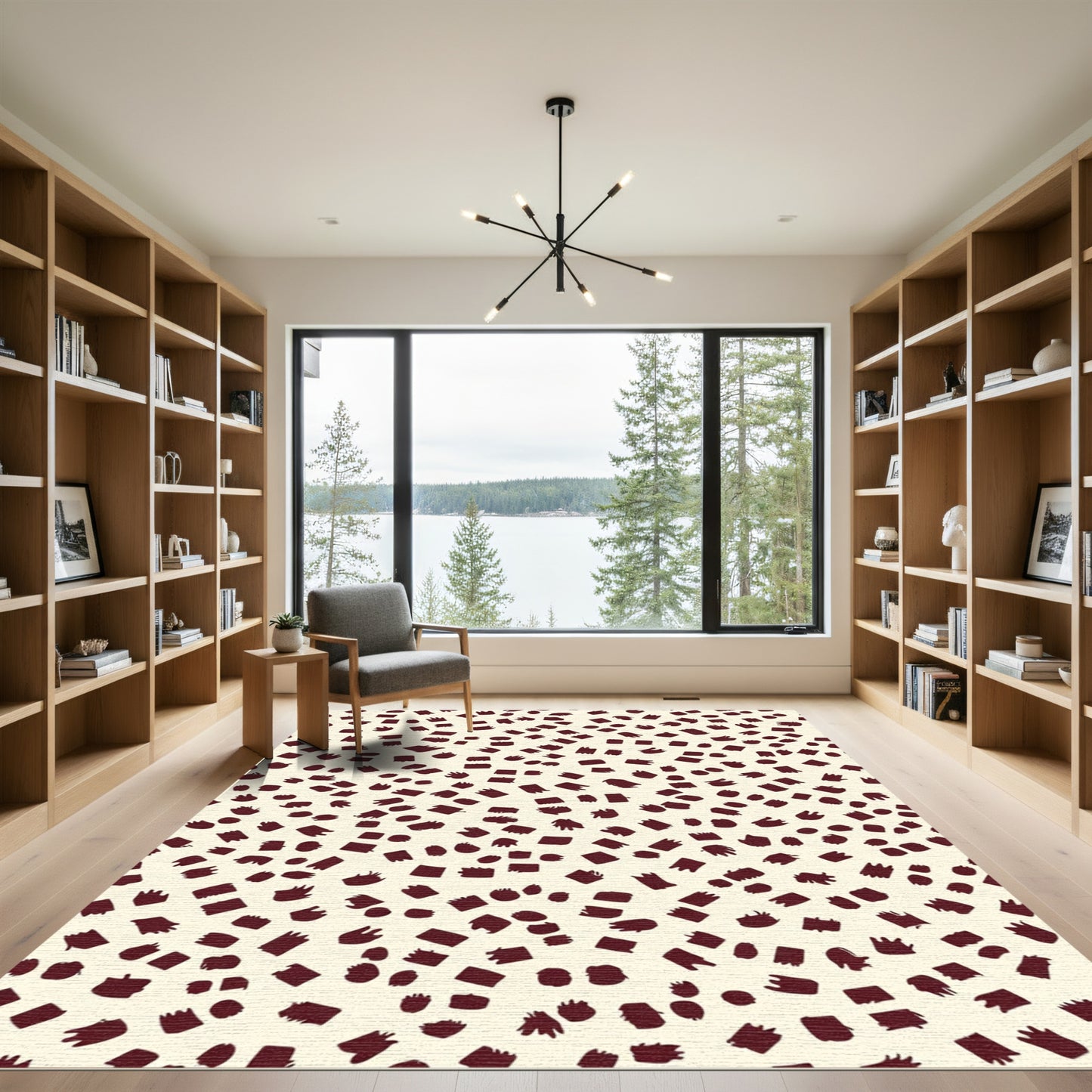 Dark Red Organic Spots Rug