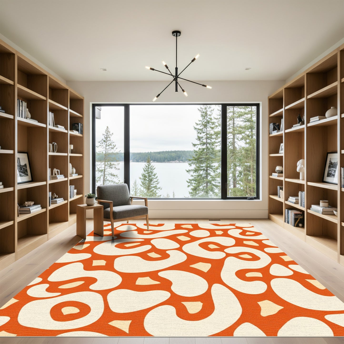 Retro Orange White Abstract Spots Rug
