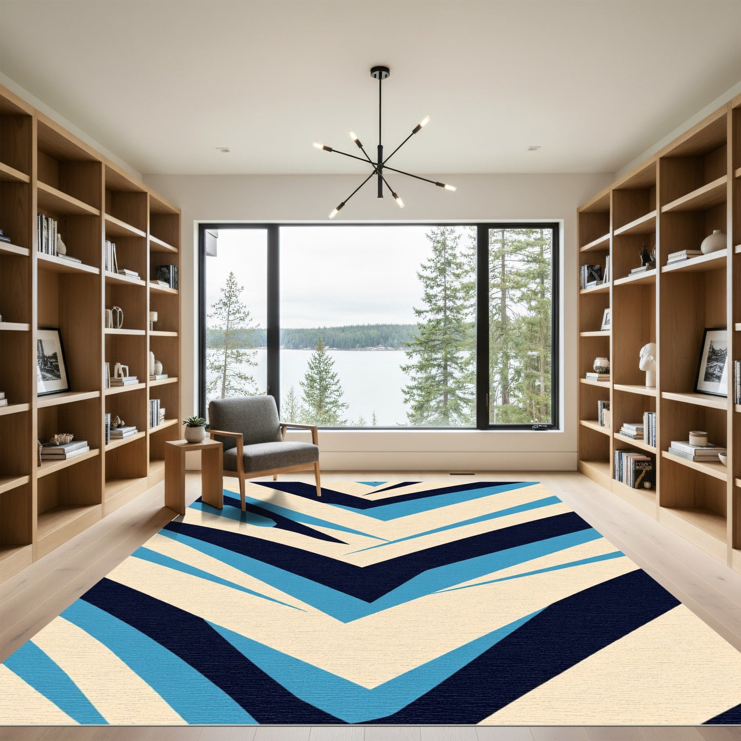 Bold Geometric Chevron Lines Rug