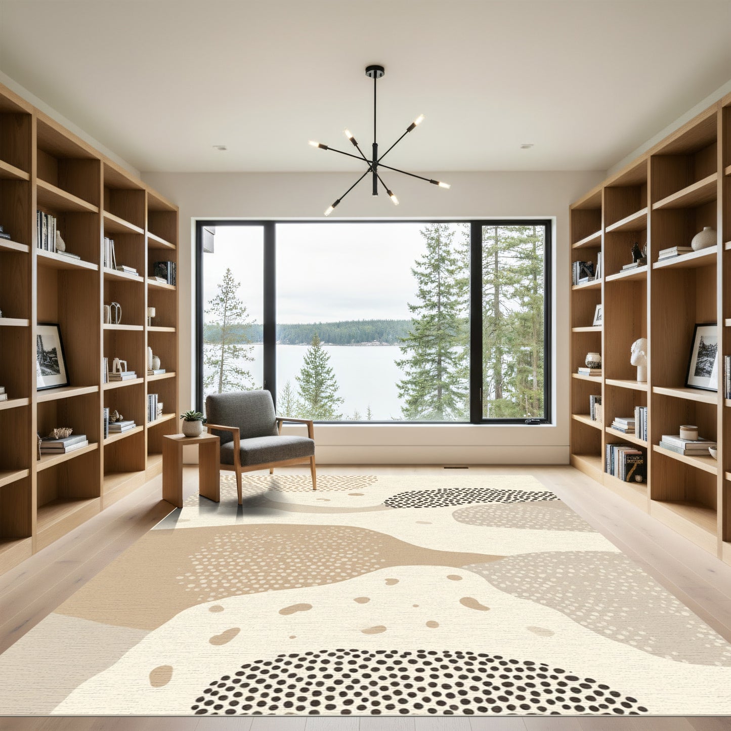 Neutral Organic Shapes Dotted Layout Rug