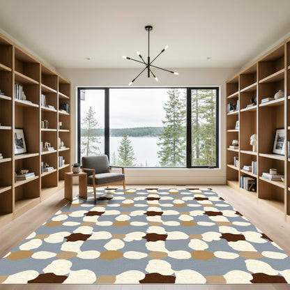 Muted Tones Abstract Organic Grid Rug
